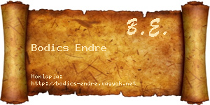 Bodics Endre névjegykártya